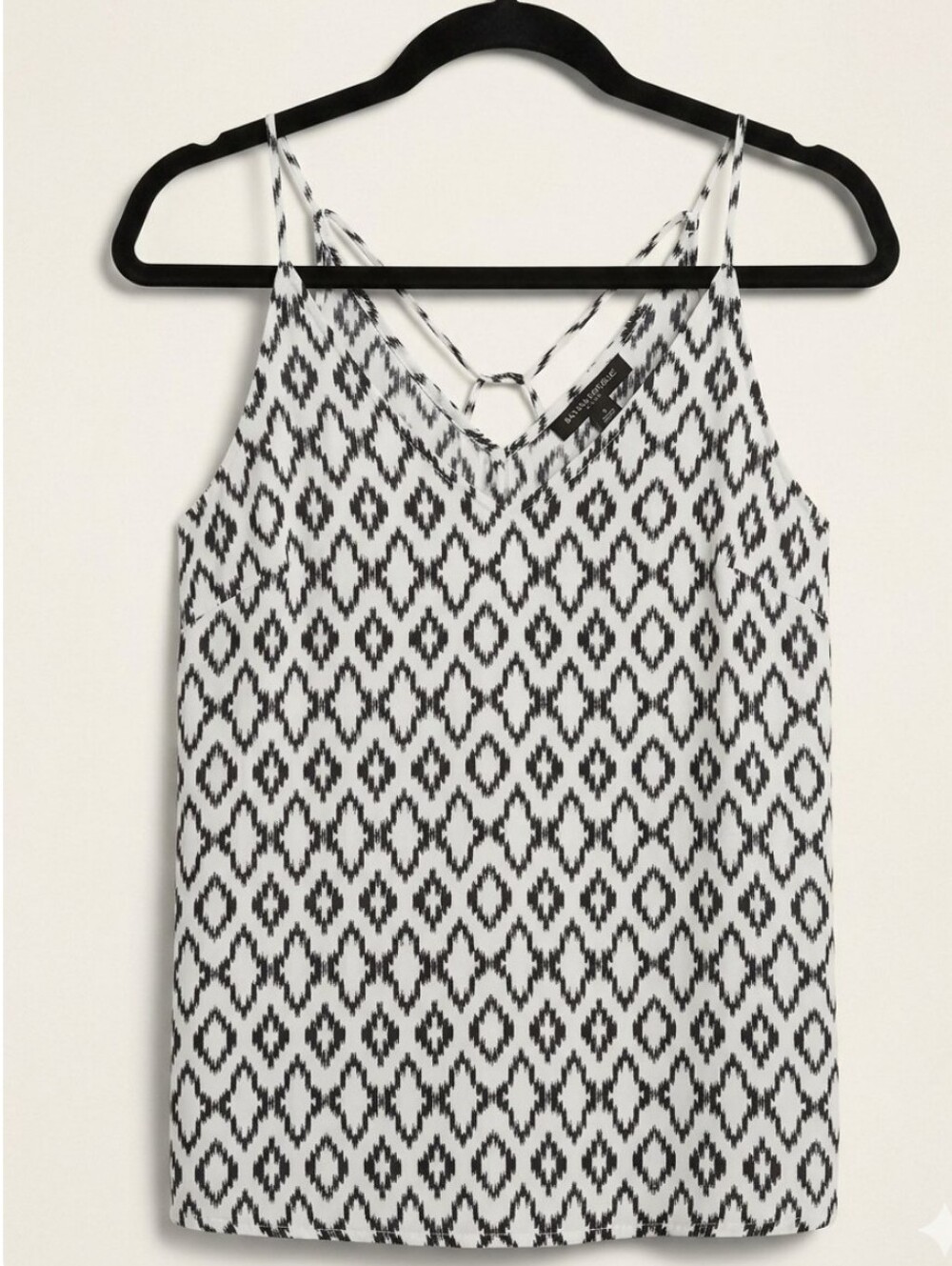 Banana Republic Black & White Diamond-Print Spaghetti Strap Cami Sz S